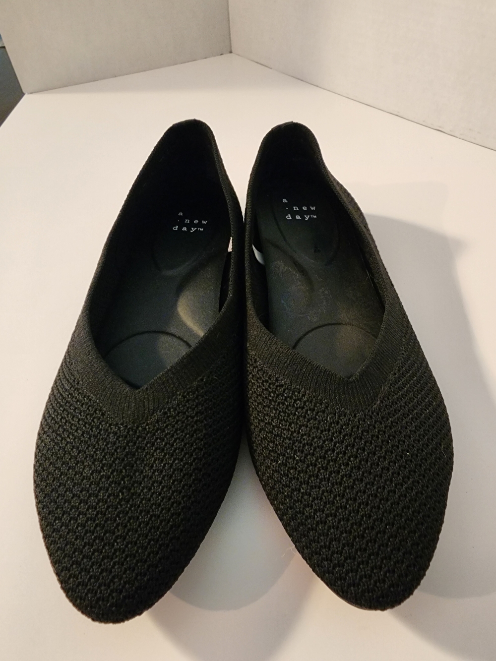 a new day Black Knit Pointed-Toe Ballet Flats for Women